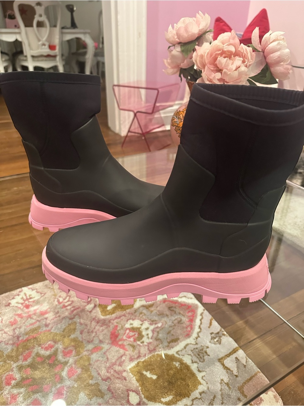 Black and Pink Hunter Men’s Rain Boot